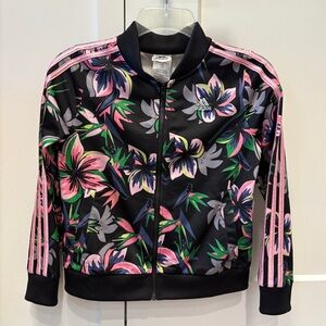 Adidas | Girl’s Size L (14) Black Floral Bomber Jacket (NWOT)